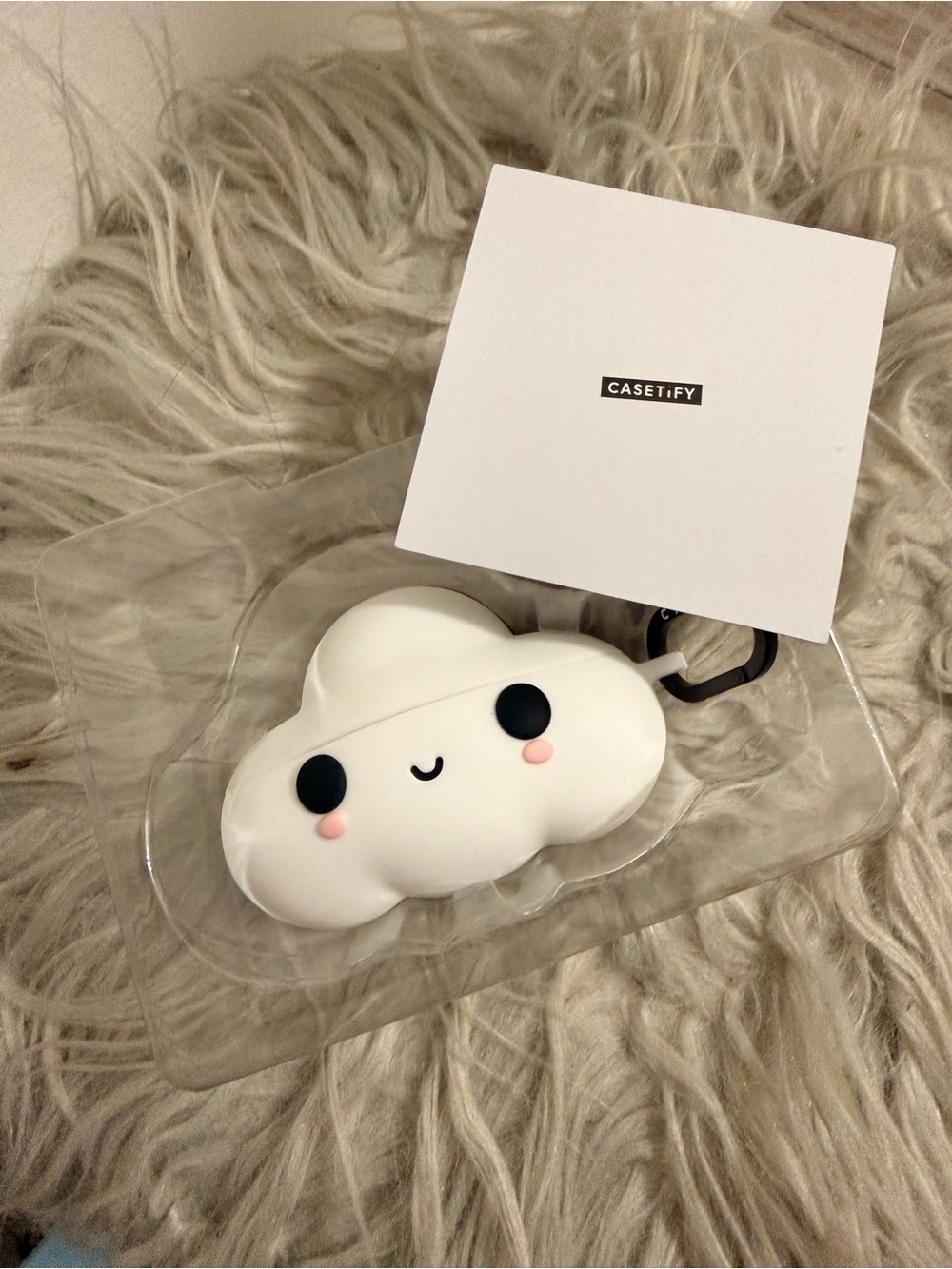 Disney White Cloud Cute Character AirPods Case with Pink Cheeks